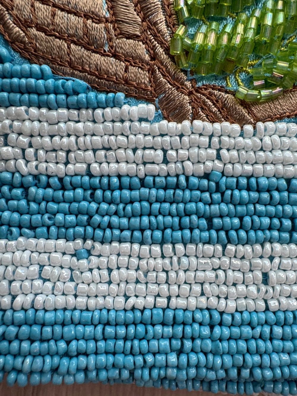Handcrafted in India Blue Striped Vegetable Beaded Bag Viral TikTok NWT - Picture 3 of 16